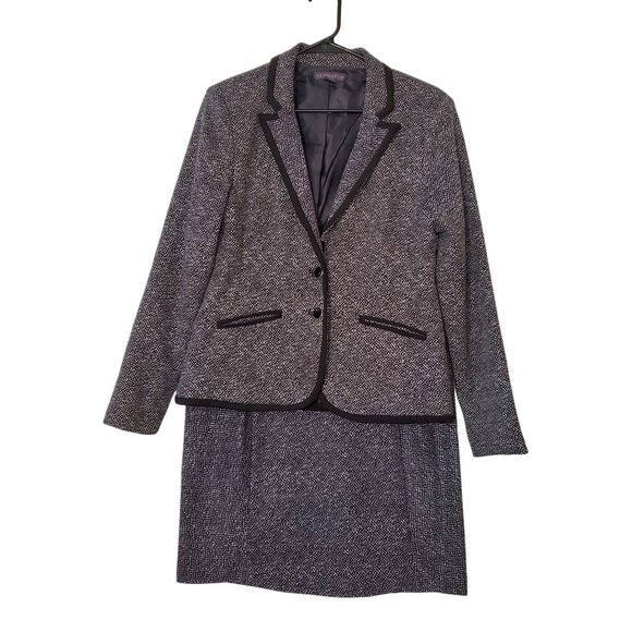 Covington Black & White Textured Two-Piece Suit Jacket & Skirt Womens Size M/L - Picture 1 of 9